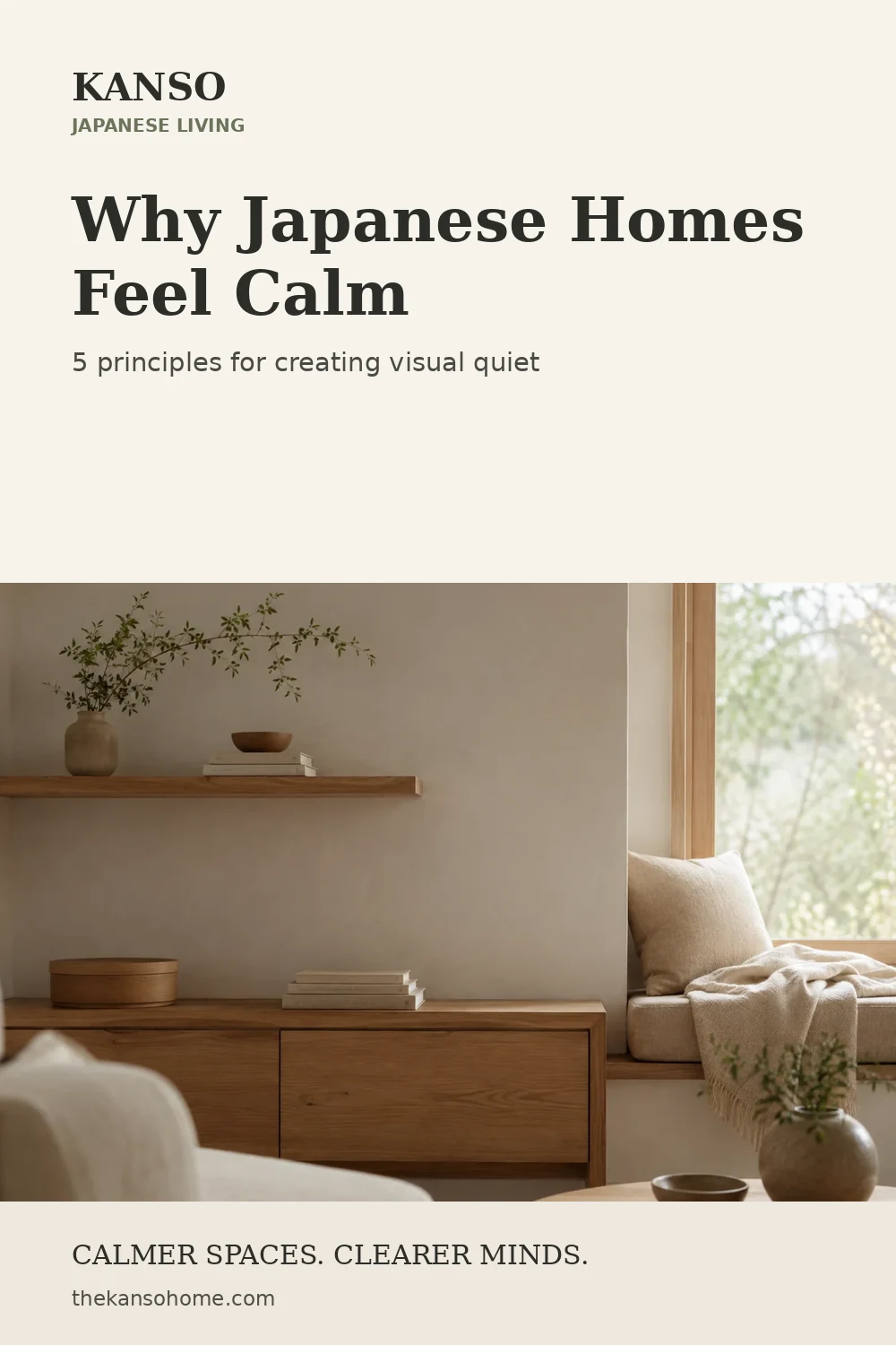 Pinterest graphic for Why Japanese Homes Feel Calm